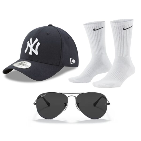 Kit Gorra NY, Medias Nike, Ray-Ban
